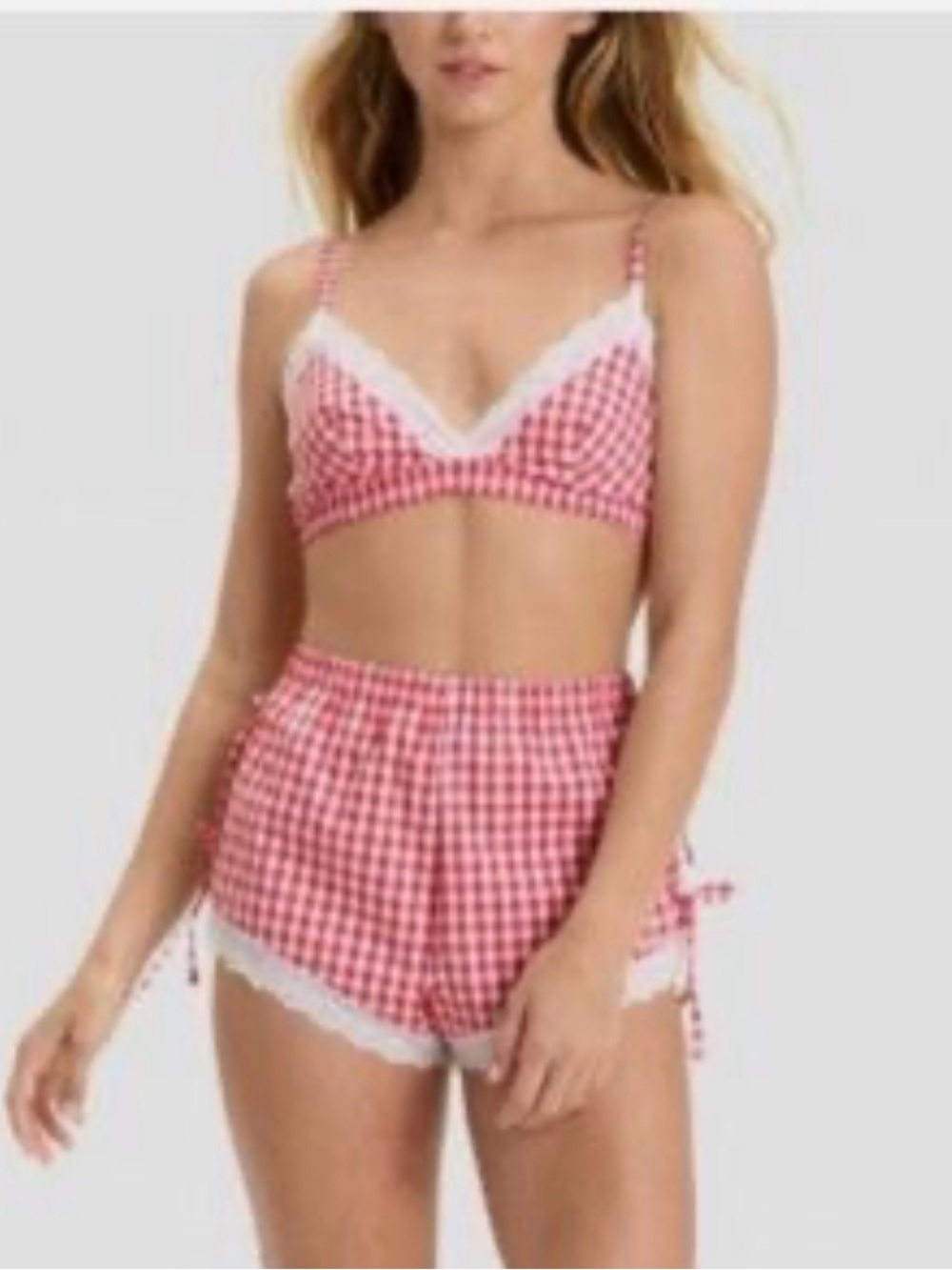 NWT Womens Colsie Red Checkered Intimate Lounge Sleepwear Set size Medium